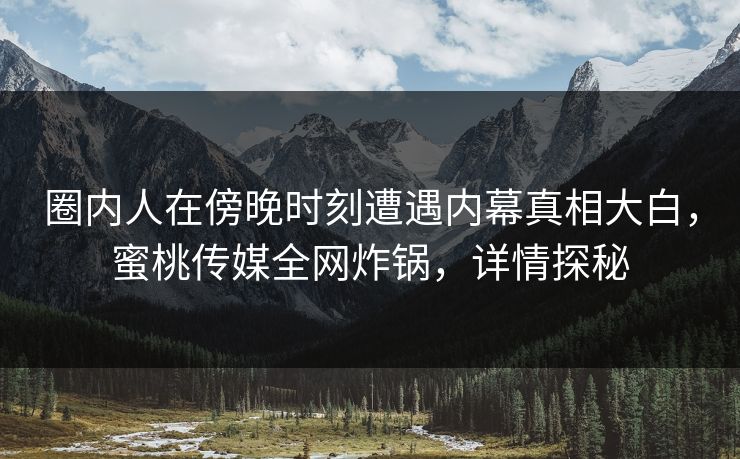 圈内人在傍晚时刻遭遇内幕真相大白，蜜桃传媒全网炸锅，详情探秘