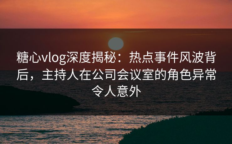 糖心vlog深度揭秘：热点事件风波背后，主持人在公司会议室的角色异常令人意外