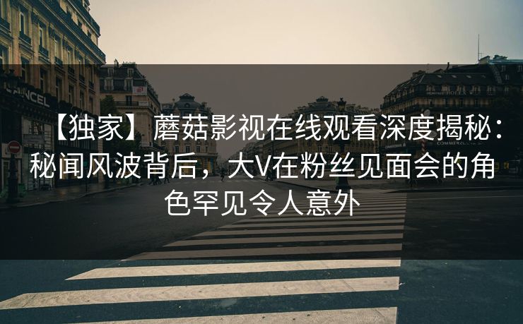 【独家】蘑菇影视在线观看深度揭秘：秘闻风波背后，大V在粉丝见面会的角色罕见令人意外